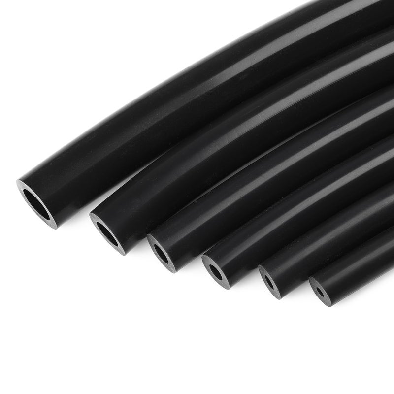 Ucreative 1/8"" 5/32"" 3/16"" 1/4"" 5/16"" 3/8"" High Performance Automotive Silicone Vacuum Tubing Hose Kit for Air and Water 6PCS 5FT (Black) - Image 1